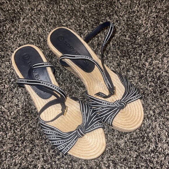 Tory Burch Women's Tory Ribbon Espadrille Wedge Sandals - Picture 3 of 11